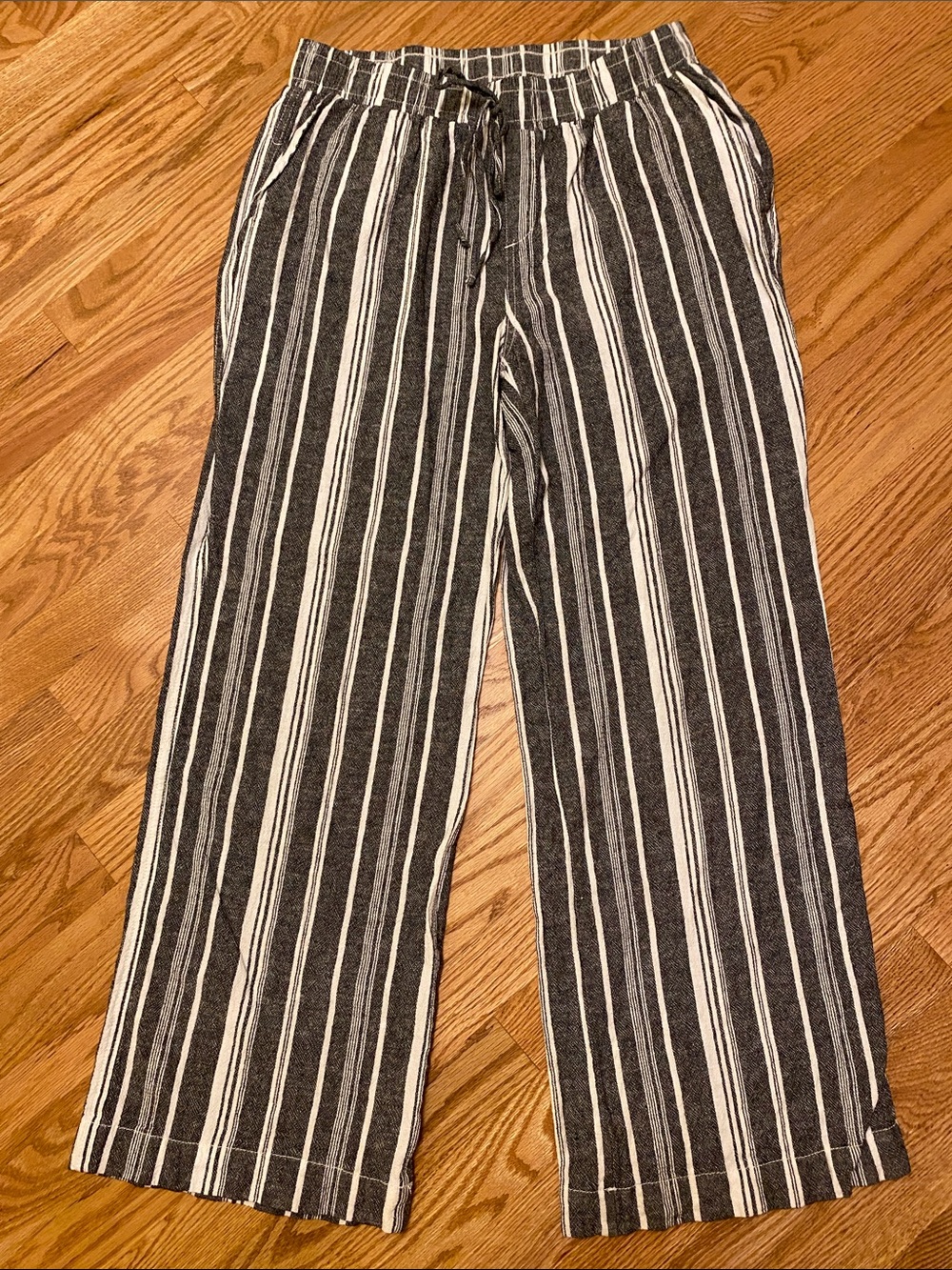 BRIGGS Linen Blend Striped Pants Wide Leg / Size Large
